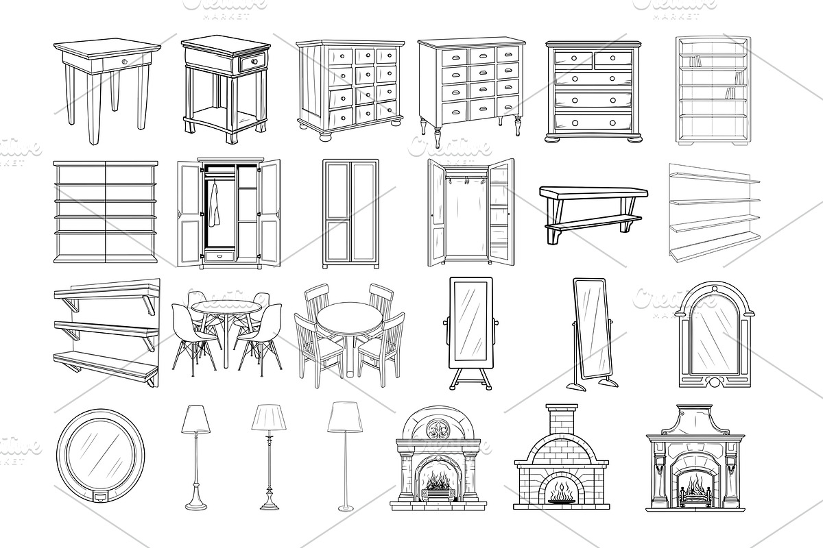 50 Furniture Procreate Stamps Brushes