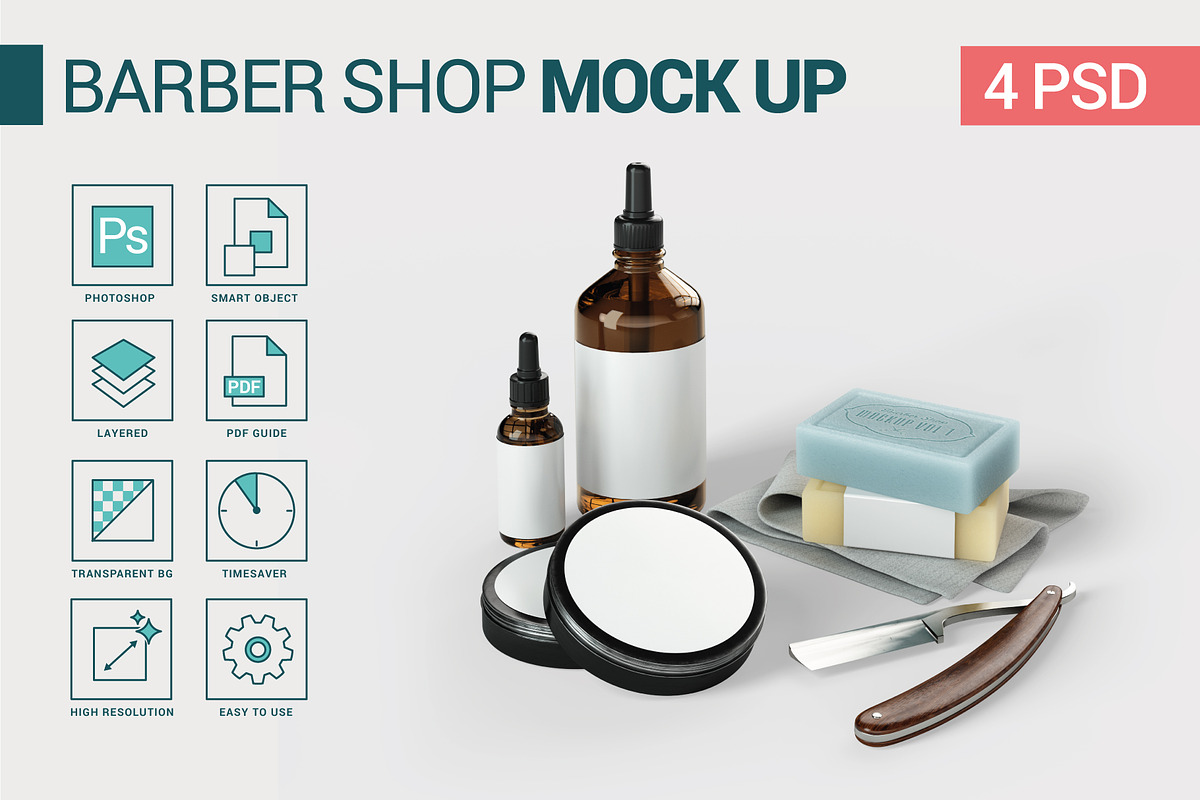 Barber Shop Vintage Mockup, a Product Mockup by visufactum (Photo 1 of 8)