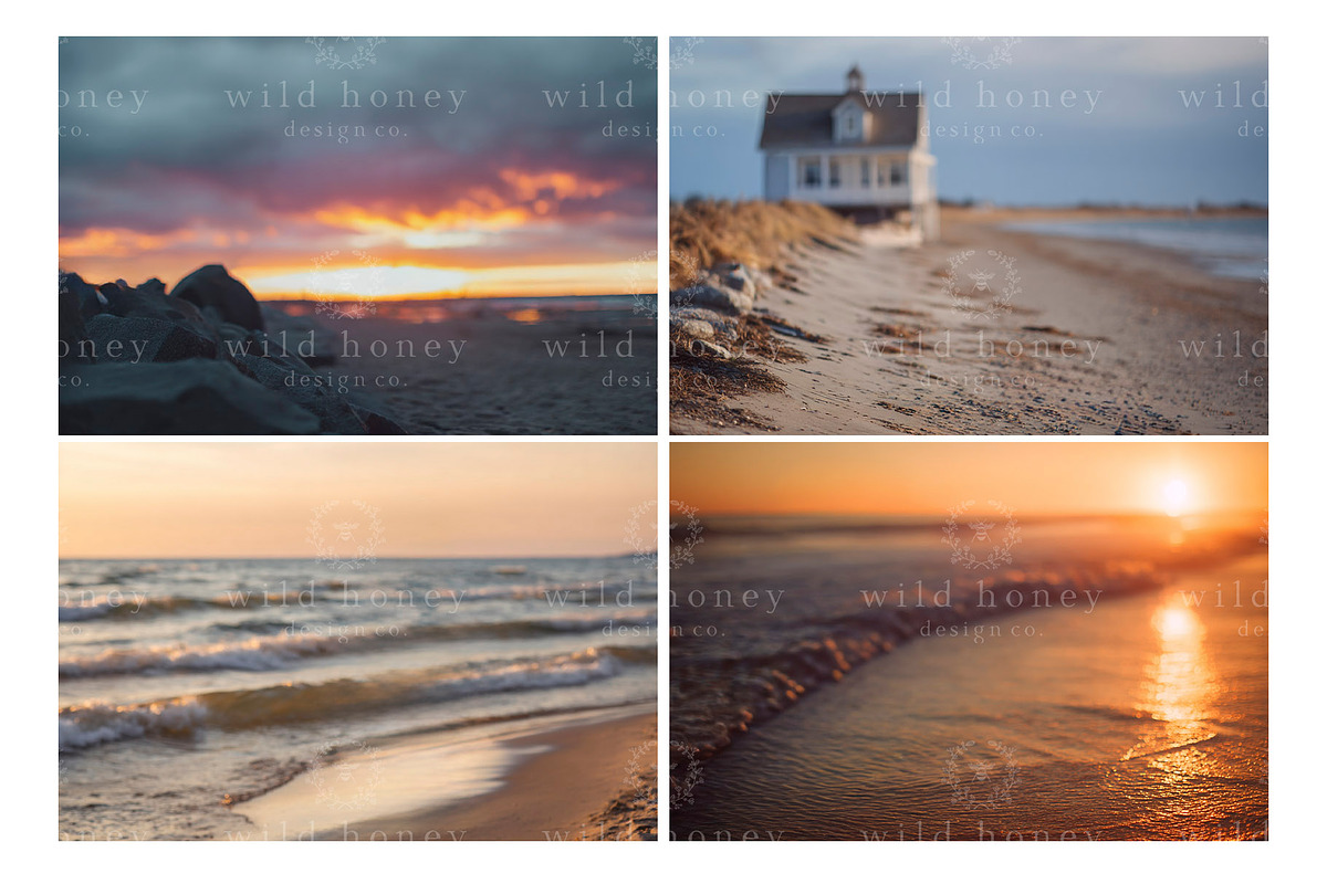 16 Sunset Beach Digital Backdrops, a Layer Style Add-On by Wild Honey Design Co. (Photo 3 of 5)