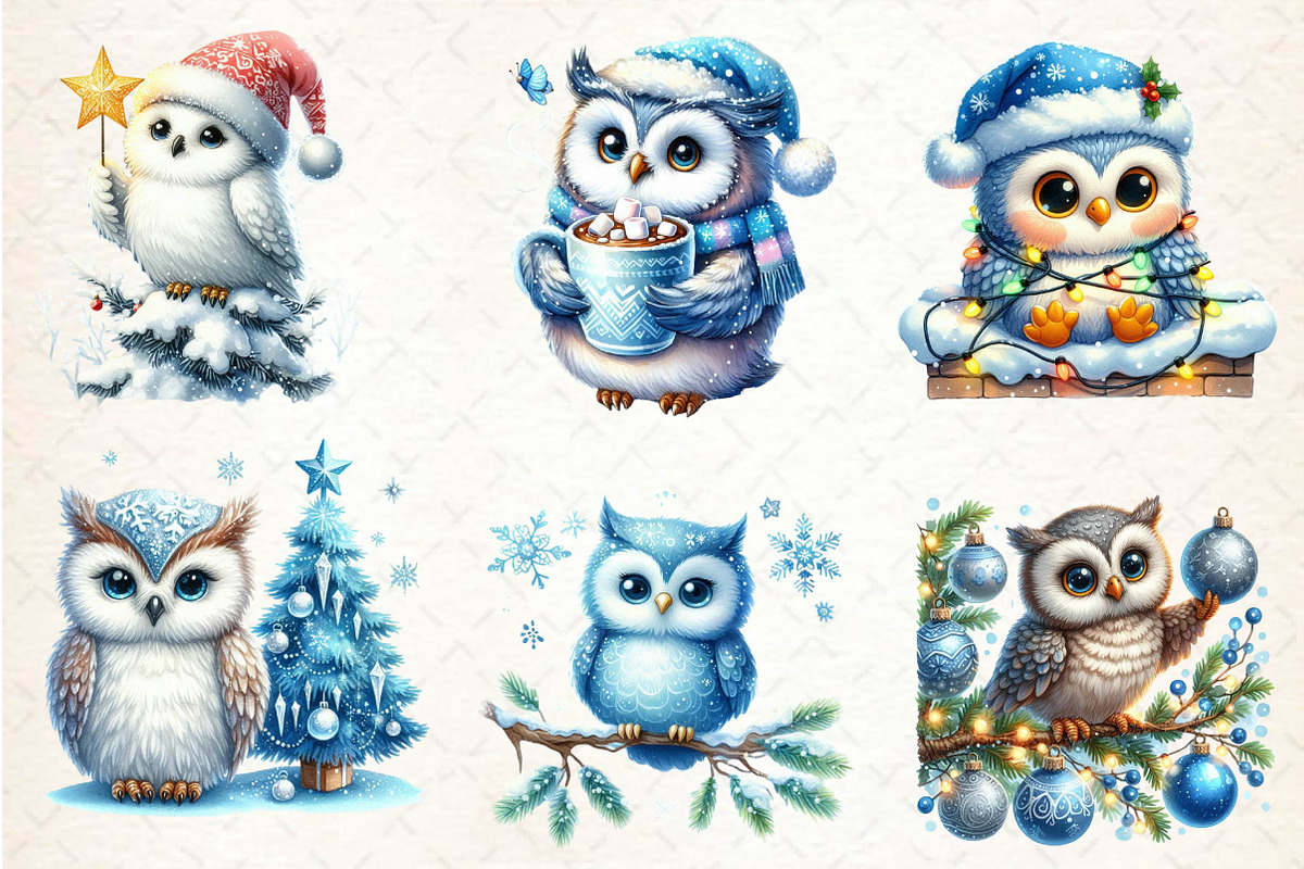 Christmas owl Sublimation Clipart, an Illustration by CreationArt (Photo 3 of 5)