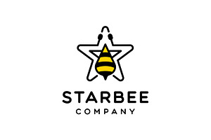 Star and Honey Bee Lineart Logo, a Branding & Logo Template by Buqancreative