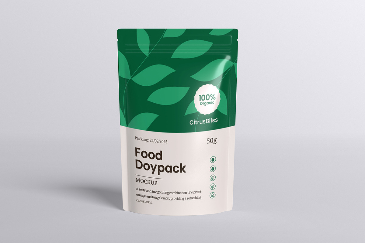 Food Doypack Packaging Mockup, a Packaging Mockup by xavier_studio (Photo 3 of 5)