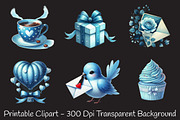 Serene blue valentine clipart, an Illustration by RobertsArt (Thumbnail 5 of 7)