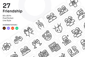 Friendship Icons Set - Line, an Outline Icon by Kmg Design
