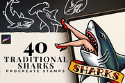 Procreate Traditional Sharks, a Brush Add-On by Studio.Valhalla (Thumbnail 1 of 3)