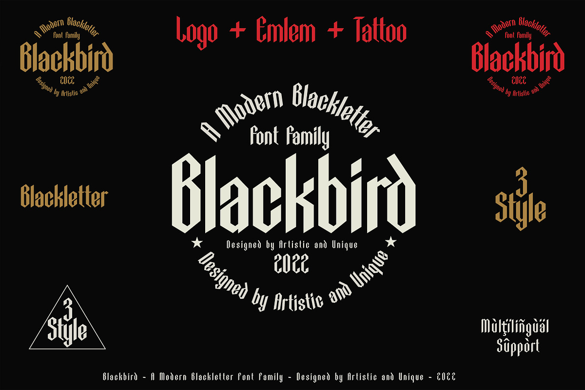 Blackbird - Blackletter font family, a Blackletter Font by Artistic & Unique (Photo 10 of 16)