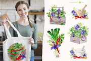 Culinary Herbs. Watercolor Set, a Food Illustration by Tata Pilip (Thumbnail 2 of 14)