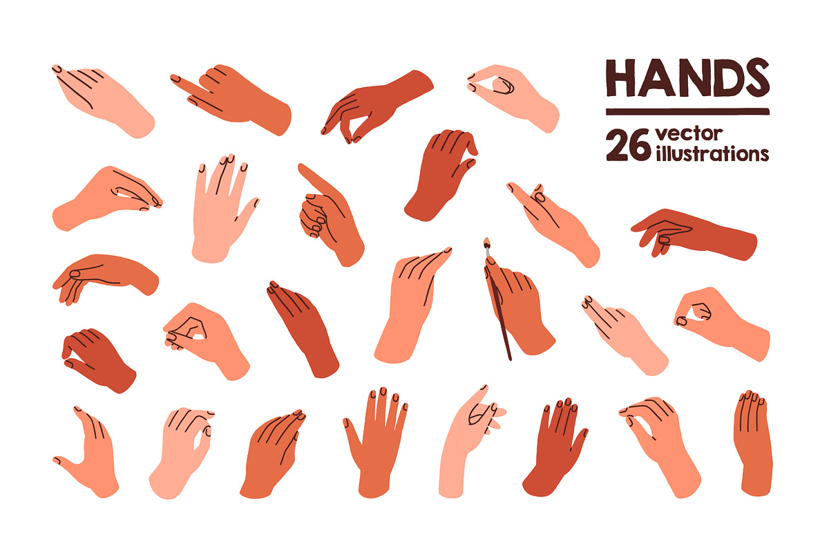 Hand gestures, finger signs set, an Illustration by Good Studio (Photo 1 of 4)