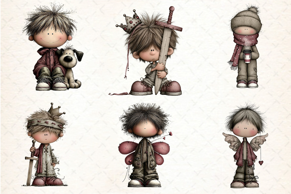 Whimsical Boy Clipart Bundle, an Illustration by DreamCafeArt (Photo 7 of 7)