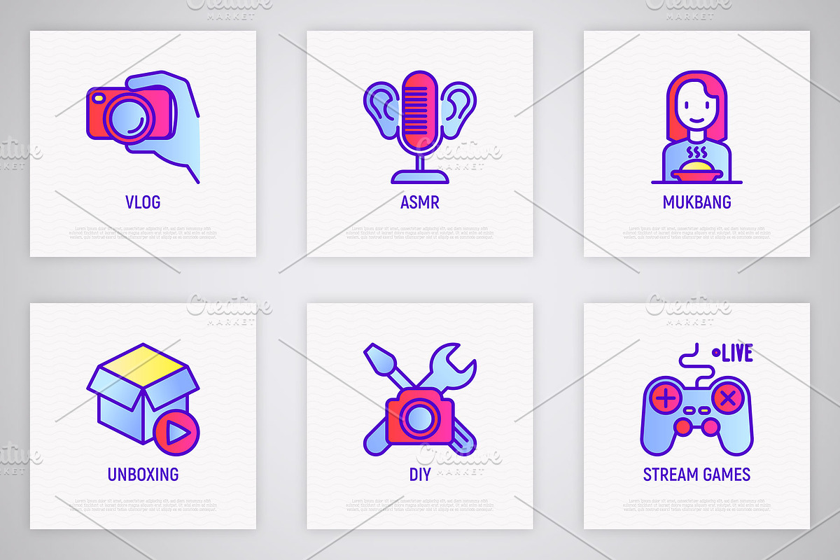 Video Blogging | 16 Thin Line Icons, an Outline Icon by Alex Blogoodf (Photo 5 of 11)