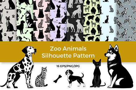 Dog & Zoo Animal Silhouette Pattern