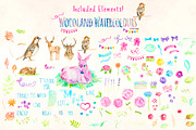 Watercolor Animal and Flowers Bundle, an Animal Illustration by Violet LeBeaux (Thumbnail 1 of 5)