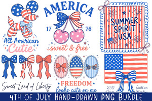 4th of July Hand-drawn PNG Bundle, a Work Illustration by CraftArtStudio