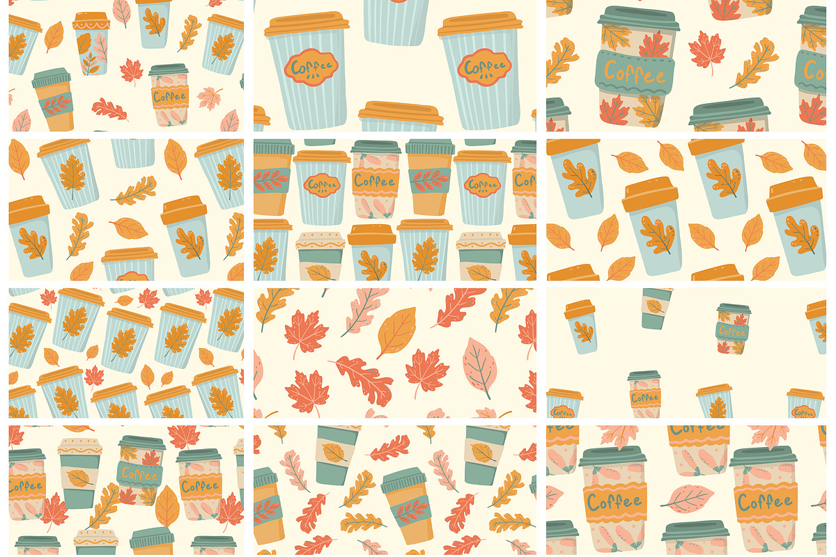 Autumn Coffee patterns & clipart, a Food Illustration by Carpet Tapete Pretzel (Photo 3 of 10)