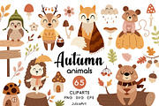 Fall animals and plants clipart, a Seasonal Illustration by JulzaArt (Thumbnail 1 of 8)