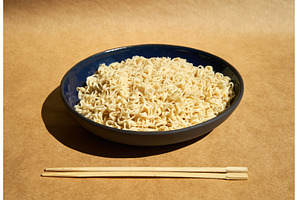 Bowl of cooked instant noodles with, a Food & Drink Photo by Gladkov photography
