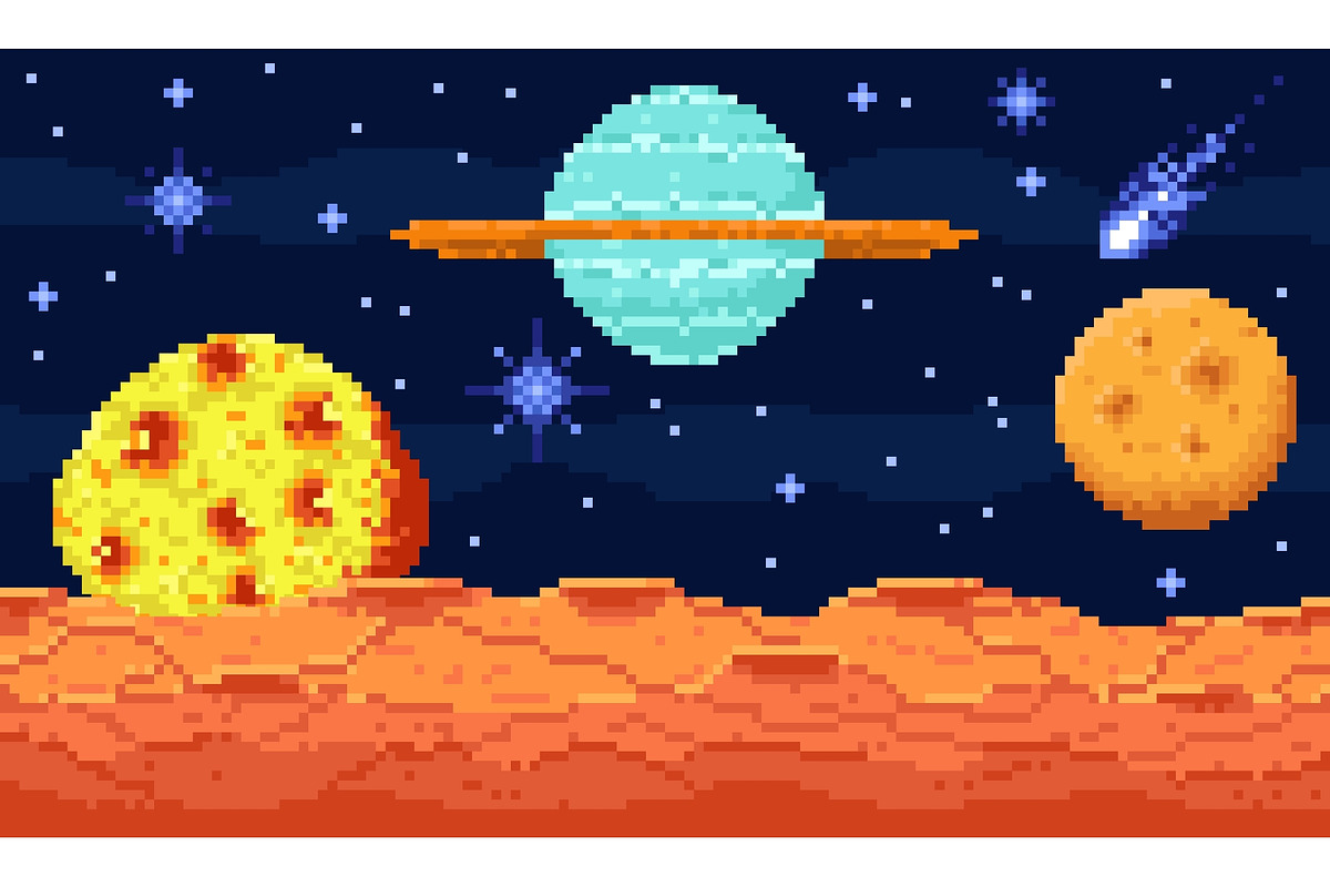 Pixel space landscape. View from, a Texture Illustration by YummyBuum (Photo 1 of 3)