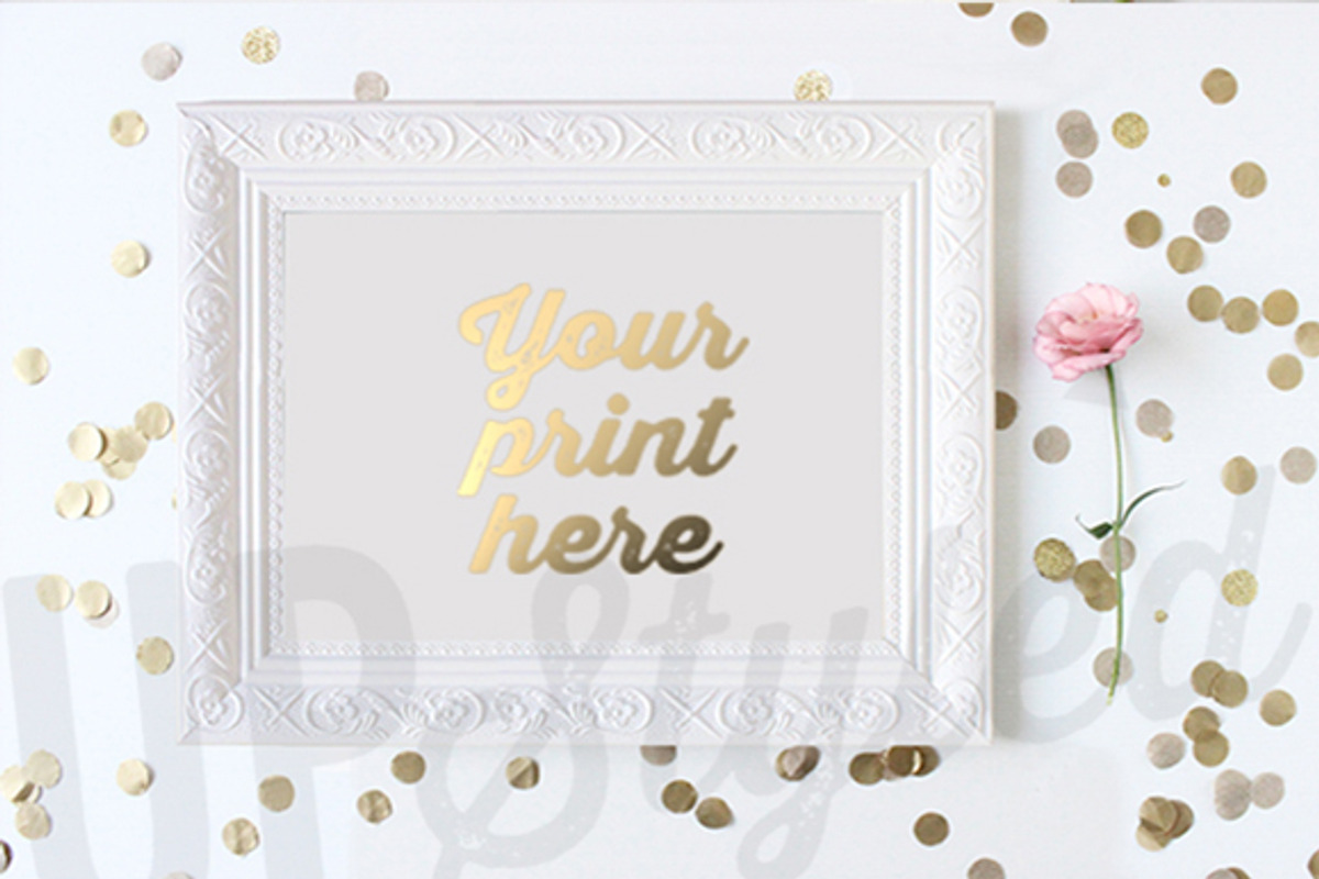 A158 White Vintage Frame Mock Up, a Print Template by UpStyled