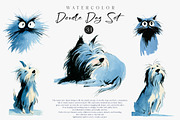 Watercolor Doodle Dog Clipart Set, an Illustration by CreationArt (Thumbnail 1 of 7)