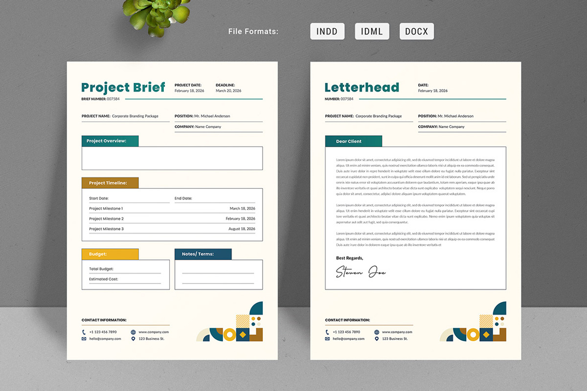 Project Brief, Letterhead & Invoice, a Stationery Template by Creativity-Design (Photo 1 of 5)