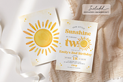 Sunshine 2nd Birthday Invitation, a Templates & Theme by VeliusCreativeStudio (Thumbnail 2 of 3)