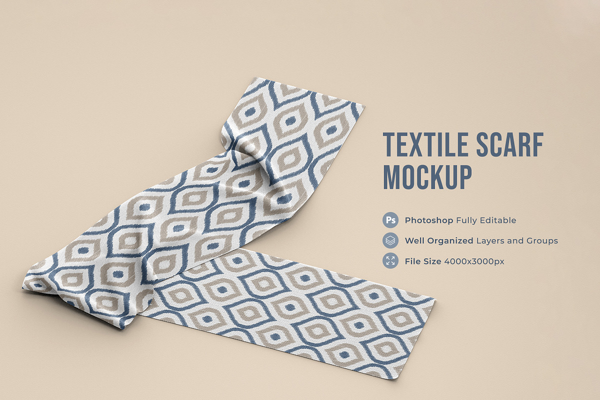Textile Scarf Mockup, a Bottom Mockup by Graphicboom (Photo 1 of 4)