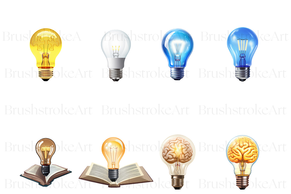 Light Bulb Clipart, Vintage Bulb PNG, an Object Illustration by BrushstrokeArtGB (Photo 3 of 9)