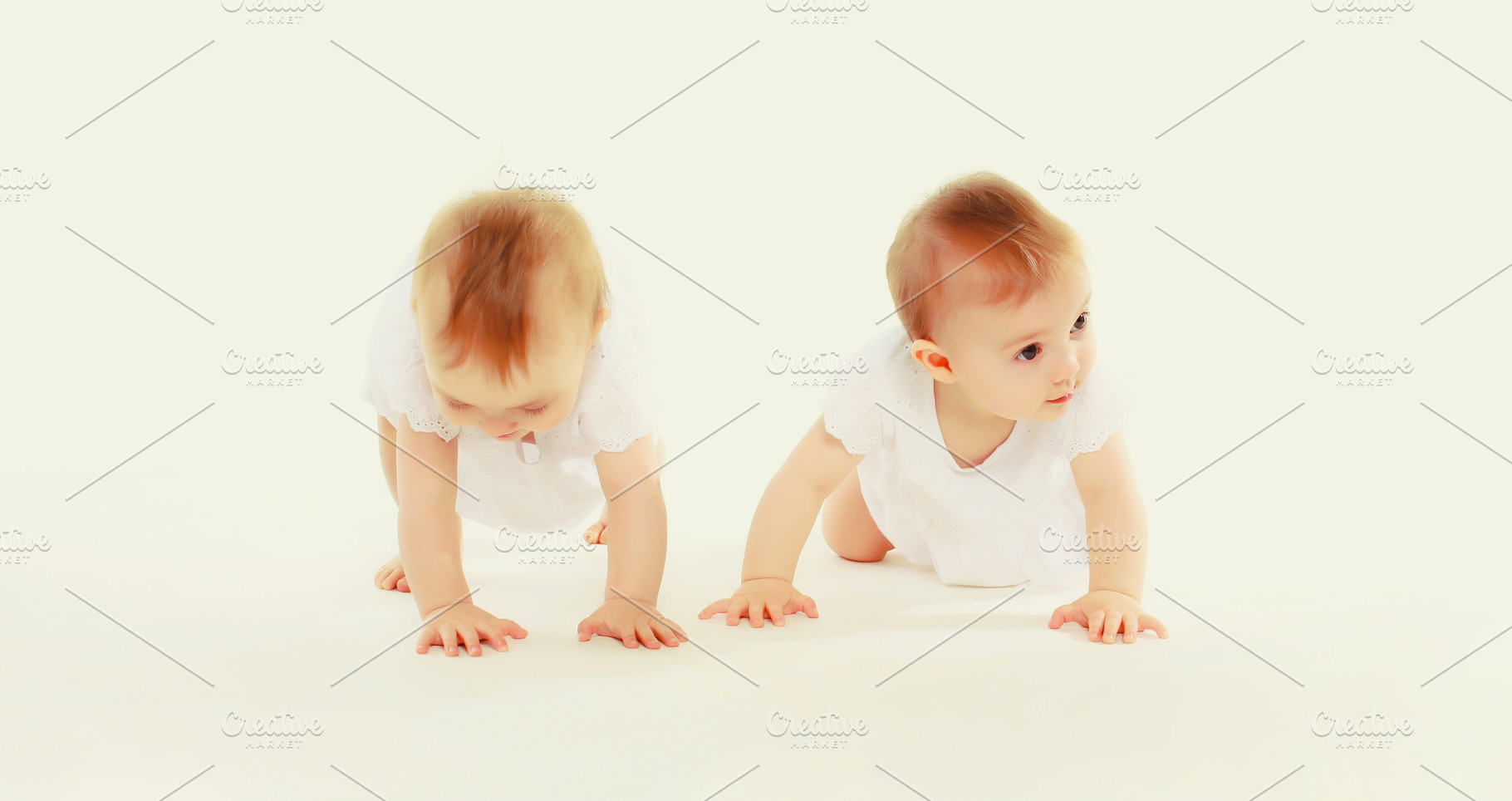 cute two twin babies crawling and pl, a Person Photo by Rohappy