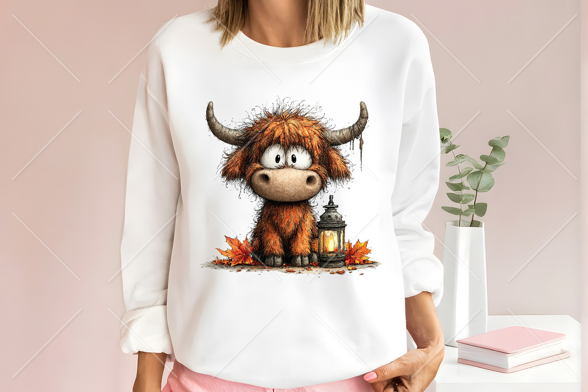Whimsical Autumn Highland Cow PNG, a Seasonal Illustration by Canvas Craft (Photo 6 of 10)