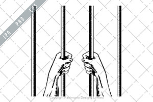 Prisoner Hands Holding Prison Bars