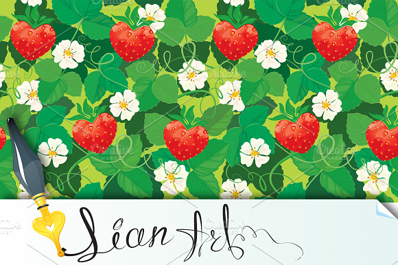 Strawberries In Heart Shapes Seaml