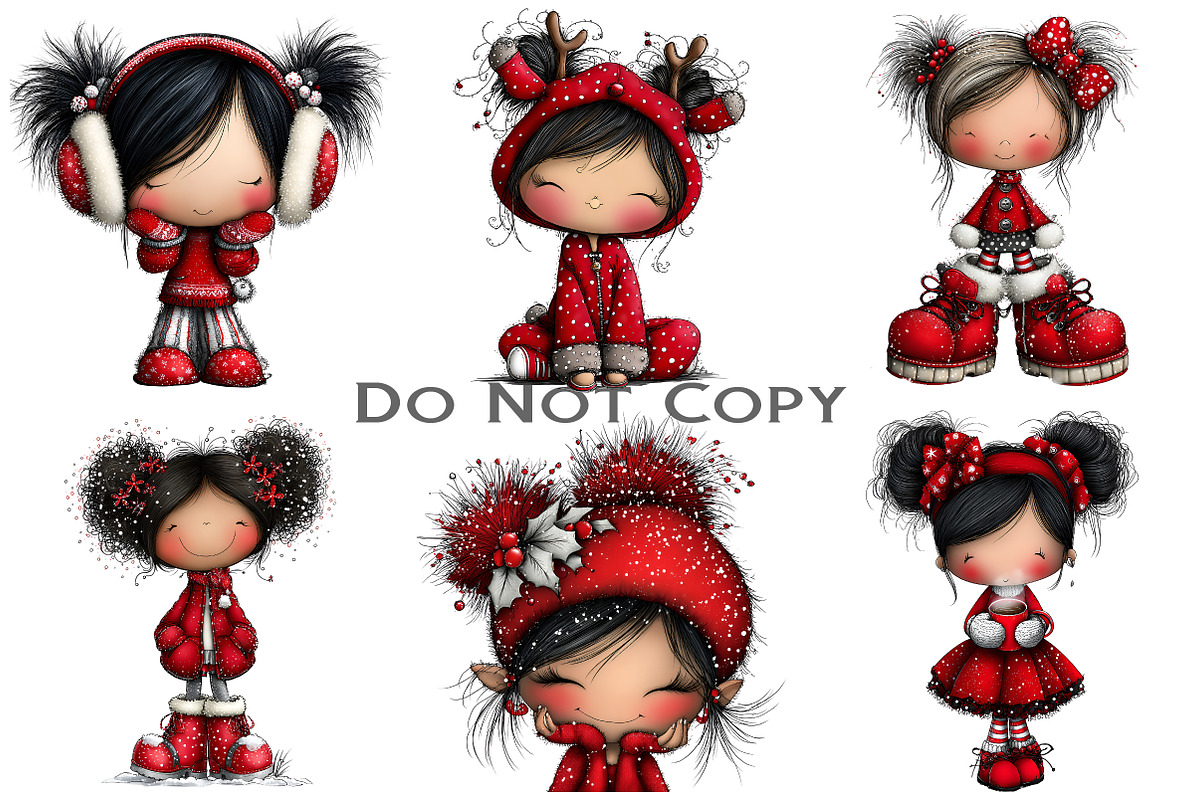 Quirky Christmas Girl Clipart, an Illustration by Craft Nest (Photo 8 of 8)