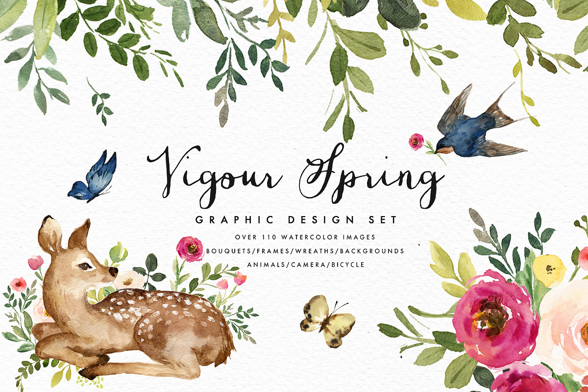 Vigorous Spring-Graphic Design Set, an Animal Illustration by Graphic Box