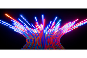 Neon glowing red blue speed lines 3D, a Background Graphic by Marozhkastudio