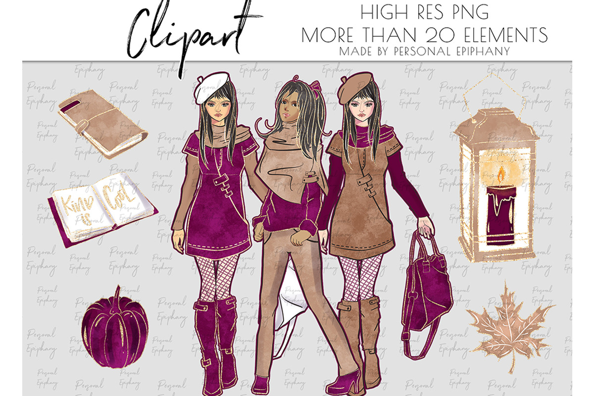 planner girl fall clipart, autumn, an Illustration by Personal Epiphany (Photo 3 of 4)