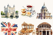 Watercolor London Vibes Clipart, an Object Illustration by BusyDaydesign (Thumbnail 6 of 9)