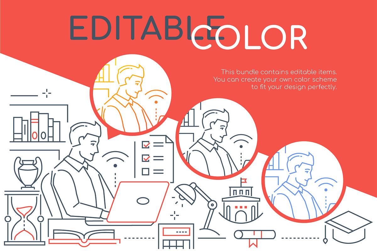 Education Line Illustrations Bundle, an iPhone Mockup by Boyko Pictures (Photo 5 of 12)