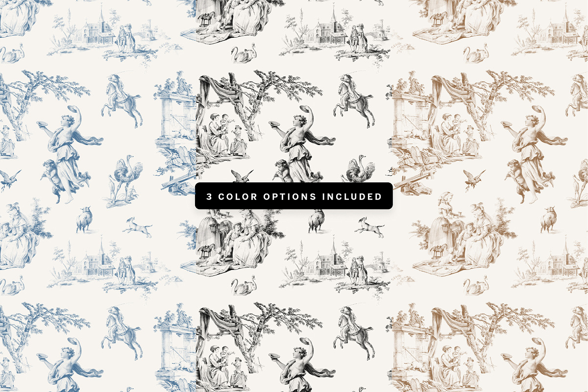 Toile De Jouy Seamless Patterns, a Pattern Graphic by Century Library (Photo 3 of 8)