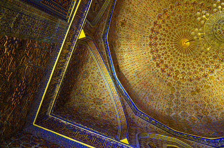 Ornament of the dome and interior of the Gur Emir mausoleum in S, an Abstract Photo by Eugene_Photo