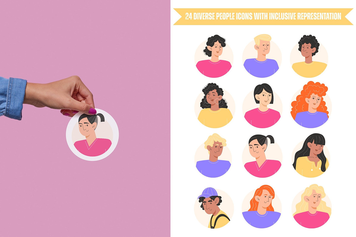 24 Inclusive Flat User Avatars, an Icon by YuskinKot (Photo 2 of 4)