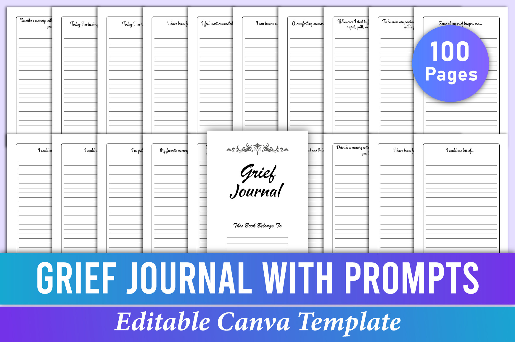 Grief Journal With Prompts Canva Kdp