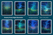 Dreamy Forest Night Illustration, a Decorative Illustration by Housui Patterns (Thumbnail 3 of 12)