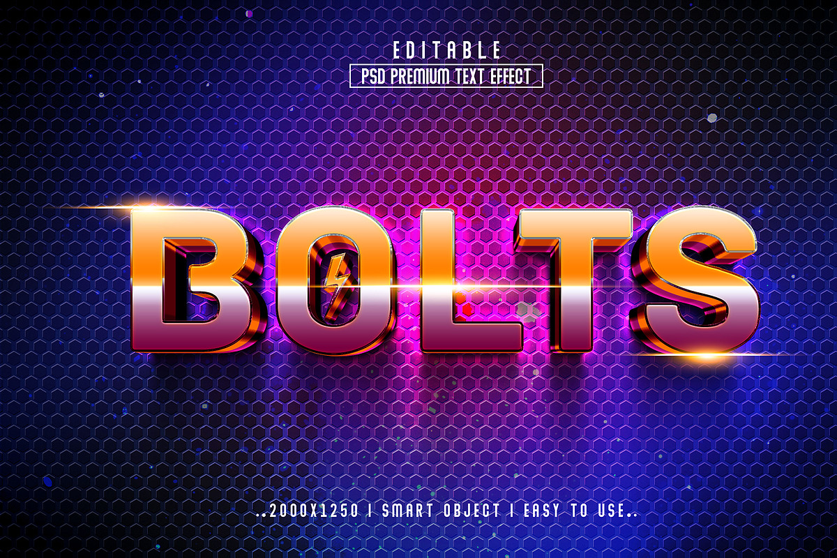 Bolts 3D Text Effect Style, a Layer Style Add-On by Md Jahidul99 (Photo 2 of 2)