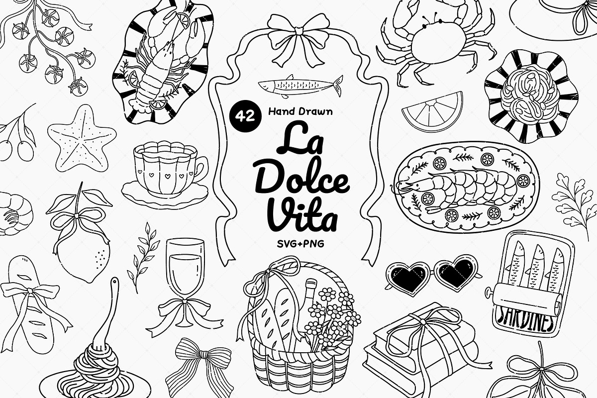La Dolce Vita: Italian Clipart, a Food Illustration by Victoruler (Photo 1 of 9)