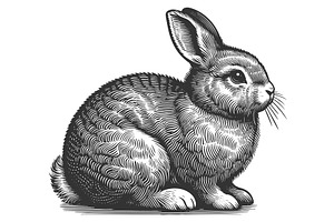 Rabbit engraving sketch vector, an Animal Illustration by AlexArt