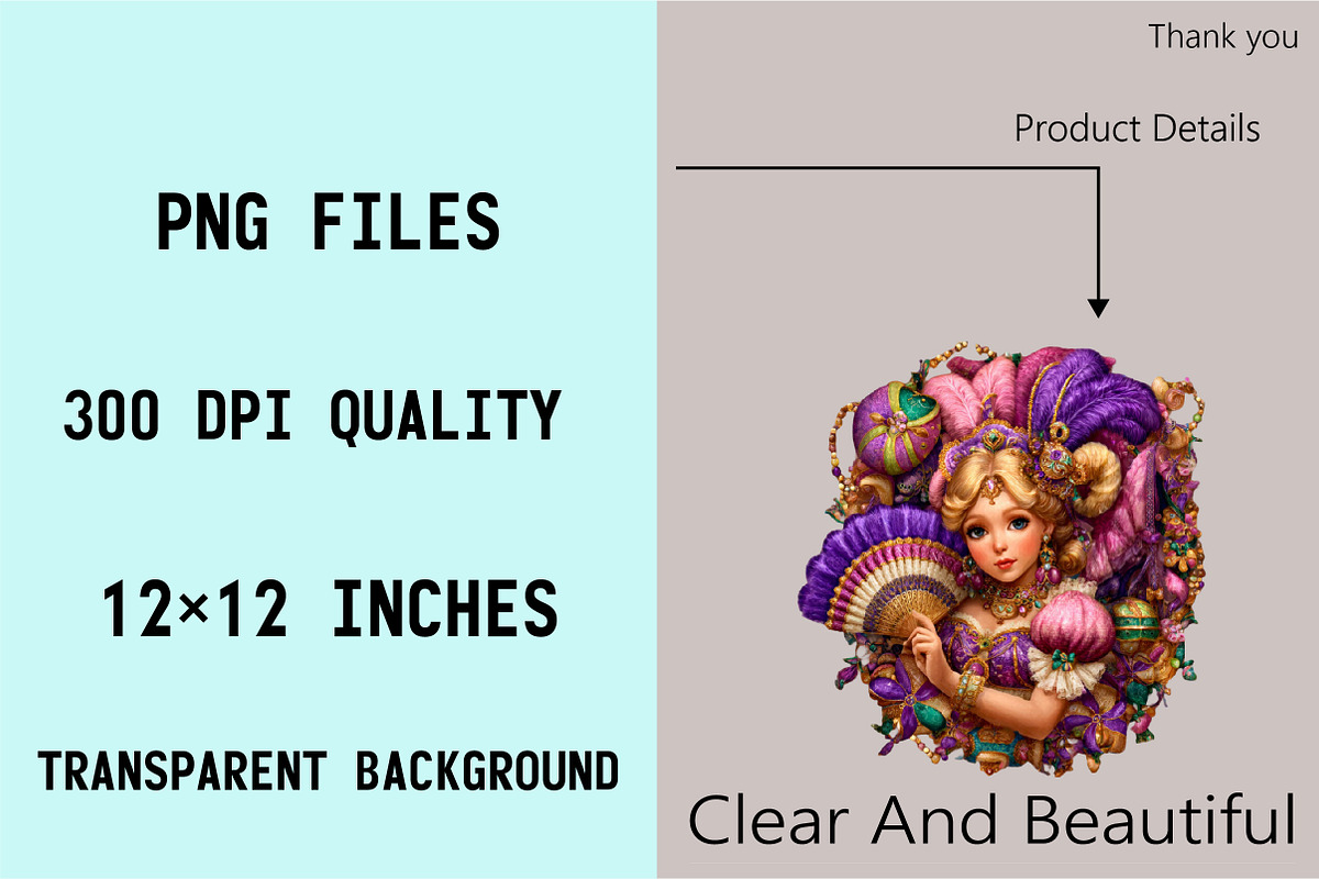 Whimsical MARDI GRAS Clipart PNG Bun, an Illustration by SVGArt (Photo 5 of 7)