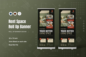 Rent Space Roll Up Banner, a Print Template by Fannan Studio